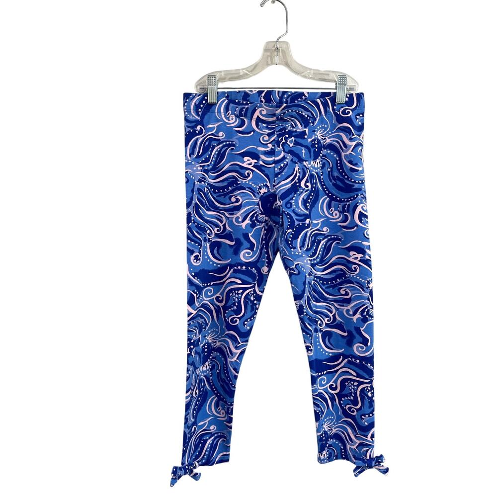 Lilly Pulitzer Girls Blue Ocean Print Leggings XL 12-14